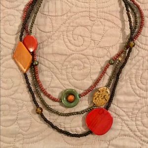 Autumn 3 strand bead necklace